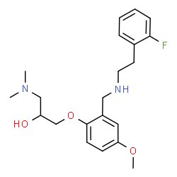 ChemSpider 2D Image | 1-(Dimethylamino)-3-[2-({[2-(2-fluorophenyl)ethyl]amino}methyl)-4-methoxyphenoxy]-2-propanol | C21H29FN2O3