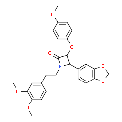 ChemSpider 2D Image | 4-(1,3-Benzodioxol-5-yl)-1-[2-(3,4-dimethoxyphenyl)ethyl]-3-(4-methoxyphenoxy)-2-azetidinone | C27H27NO7