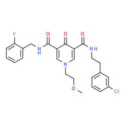 ChemSpider 2D Image | N-[2-(3-Chlorophenyl)ethyl]-N'-(2-fluorobenzyl)-1-(2-methoxyethyl)-4-oxo-1,4-dihydro-3,5-pyridinedicarboxamide | C25H25ClFN3O4