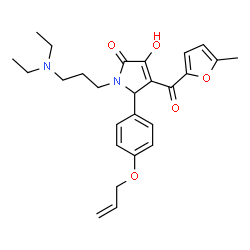 ChemSpider 2D Image | 5-[4-(Allyloxy)phenyl]-1-[3-(diethylamino)propyl]-3-hydroxy-4-(5-methyl-2-furoyl)-1,5-dihydro-2H-pyrrol-2-one | C26H32N2O5