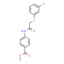 ChemSpider 2D Image | Methyl 4-({[(3-chlorophenyl)sulfanyl]acetyl}amino)benzoate | C16H14ClNO3S