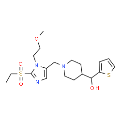 ChemSpider 2D Image | (1-{[2-(Ethylsulfonyl)-1-(2-methoxyethyl)-1H-imidazol-5-yl]methyl}-4-piperidinyl)(2-thienyl)methanol | C19H29N3O4S2