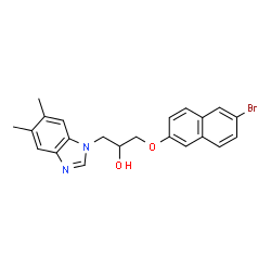 ChemSpider 2D Image | 1-[(6-Bromo-2-naphthyl)oxy]-3-(5,6-dimethyl-1H-benzimidazol-1-yl)-2-propanol | C22H21BrN2O2