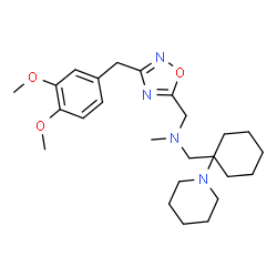 ChemSpider 2D Image | 1-[3-(3,4-Dimethoxybenzyl)-1,2,4-oxadiazol-5-yl]-N-methyl-N-{[1-(1-piperidinyl)cyclohexyl]methyl}methanamine | C25H38N4O3