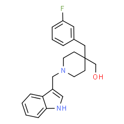 ChemSpider 2D Image | [4-(3-Fluorobenzyl)-1-(1H-indol-3-ylmethyl)-4-piperidinyl]methanol | C22H25FN2O