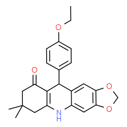 ChemSpider 2D Image | 10-(4-Ethoxyphenyl)-7,7-dimethyl-6,7,8,10-tetrahydro[1,3]dioxolo[4,5-b]acridin-9(5H)-one | C24H25NO4