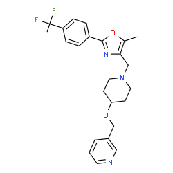 ChemSpider 2D Image | 3-({[1-({5-Methyl-2-[4-(trifluoromethyl)phenyl]-1,3-oxazol-4-yl}methyl)-4-piperidinyl]oxy}methyl)pyridine | C23H24F3N3O2
