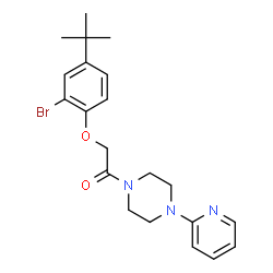 ChemSpider 2D Image | 2-[2-Bromo-4-(2-methyl-2-propanyl)phenoxy]-1-[4-(2-pyridinyl)-1-piperazinyl]ethanone | C21H26BrN3O2
