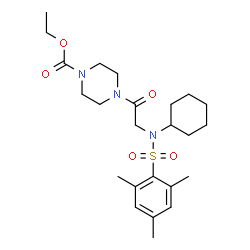 ChemSpider 2D Image | Ethyl 4-[N-cyclohexyl-N-(mesitylsulfonyl)glycyl]-1-piperazinecarboxylate | C24H37N3O5S