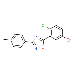 ChemSpider 2D Image | 5-(5-Bromo-2-chlorophenyl)-3-(4-methylphenyl)-1,2,4-oxadiazole | C15H10BrClN2O