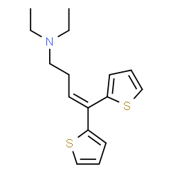 ChemSpider 2D Image | N,N-Diethyl-4,4-di(2-thienyl)-3-buten-1-amine | C16H21NS2