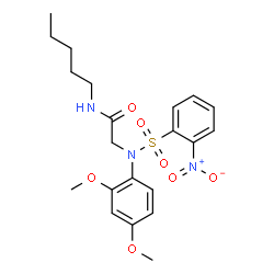 ChemSpider 2D Image | N~2~-(2,4-Dimethoxyphenyl)-N~2~-[(2-nitrophenyl)sulfonyl]-N-pentylglycinamide | C21H27N3O7S