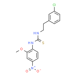 ChemSpider 2D Image | 1-[2-(3-Chlorophenyl)ethyl]-3-(2-methoxy-4-nitrophenyl)thiourea | C16H16ClN3O3S