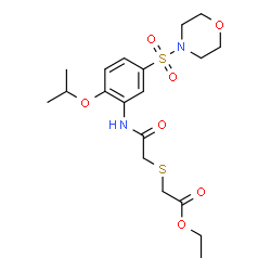 ChemSpider 2D Image | Ethyl [(2-{[2-isopropoxy-5-(4-morpholinylsulfonyl)phenyl]amino}-2-oxoethyl)sulfanyl]acetate | C19H28N2O7S2