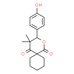 ChemSpider 2D Image | 3-(4-Hydroxyphenyl)-4,4-dimethyl-2-oxaspiro[5.5]undecane-1,5-dione | C18H22O4