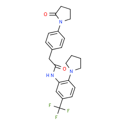 ChemSpider 2D Image | 2-[4-(2-Oxo-1-pyrrolidinyl)phenyl]-N-[2-(1-pyrrolidinyl)-5-(trifluoromethyl)phenyl]acetamide | C23H24F3N3O2
