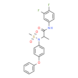 ChemSpider 2D Image | N-(3,4-Difluorophenyl)-N~2~-(methylsulfonyl)-N~2~-(4-phenoxyphenyl)alaninamide | C22H20F2N2O4S