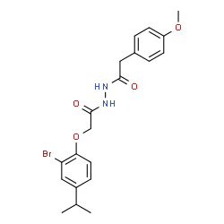 ChemSpider 2D Image | 2-(2-Bromo-4-isopropylphenoxy)-N'-[(4-methoxyphenyl)acetyl]acetohydrazide | C20H23BrN2O4