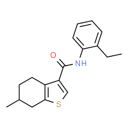 ChemSpider 2D Image | N-(2-Ethylphenyl)-6-methyl-4,5,6,7-tetrahydro-1-benzothiophene-3-carboxamide | C18H21NOS