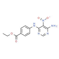 ChemSpider 2D Image | Ethyl 4-[(6-amino-5-nitro-4-pyrimidinyl)amino]benzoate | C13H13N5O4