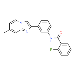 ChemSpider 2D Image | 2-Fluoro-N-[3-(7-methylimidazo[1,2-a]pyridin-2-yl)phenyl]benzamide | C21H16FN3O