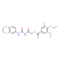 ChemSpider 2D Image | 2-[(2,3-Dihydro-1,4-benzodioxin-6-ylcarbamoyl)amino]-2-oxoethyl 3-chloro-4-ethoxy-5-methoxybenzoate | C21H21ClN2O8