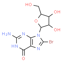 ChemSpider 2D Image | 2-Amino-8-bromo-9-pentofuranosyl-1,9-dihydro-6H-purin-6-one | C10H12BrN5O5