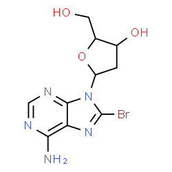ChemSpider 2D Image | 5-(6-amino-8-bromo-purin-9-yl)-2-(hydroxymethyl)tetrahydrofuran-3-ol | C10H12BrN5O3