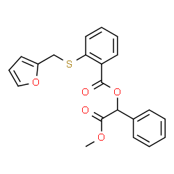 ChemSpider 2D Image | 2-Methoxy-2-oxo-1-phenylethyl 2-[(2-furylmethyl)sulfanyl]benzoate | C21H18O5S