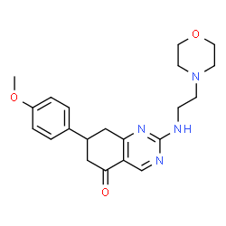 ChemSpider 2D Image | 7-(4-methoxyphenyl)-2-(2-morpholinoethylamino)-7,8-dihydroquinazolin-5(6H)-one | C21H26N4O3