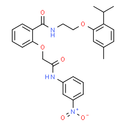 ChemSpider 2D Image | N-[2-(2-Isopropyl-5-methylphenoxy)ethyl]-2-{2-[(3-nitrophenyl)amino]-2-oxoethoxy}benzamide | C27H29N3O6