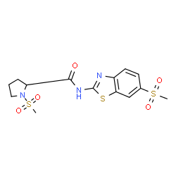 ChemSpider 2D Image | 1-(Methylsulfonyl)-N-[6-(methylsulfonyl)-1,3-benzothiazol-2-yl]prolinamide | C14H17N3O5S3