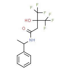 ChemSpider 2D Image | 4,4,4-Trifluoro-3-hydroxy-N-(1-phenylethyl)-3-(trifluoromethyl)butanamide | C13H13F6NO2