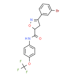 ChemSpider 2D Image | 3-(3-Bromophenyl)-N-[4-(trifluoromethoxy)phenyl]-4,5-dihydro-1,2-oxazole-5-carboxamide | C17H12BrF3N2O3