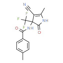 ChemSpider 2D Image | N-[4-Cyano-5-methyl-2-oxo-3-(trifluoromethyl)-2,3-dihydro-1H-pyrrol-3-yl]-4-methylbenzamide | C15H12F3N3O2