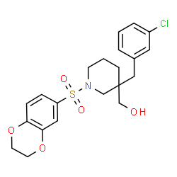 ChemSpider 2D Image | [3-(3-Chlorobenzyl)-1-(2,3-dihydro-1,4-benzodioxin-6-ylsulfonyl)-3-piperidinyl]methanol | C21H24ClNO5S