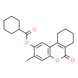 ChemSpider 2D Image | 3-Methyl-6-oxo-7,8,9,10-tetrahydro-6H-benzo[c]chromen-2-yl cyclohexanecarboxylate | C21H24O4