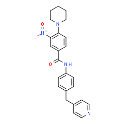 ChemSpider 2D Image | 3-Nitro-4-(1-piperidinyl)-N-[4-(4-pyridinylmethyl)phenyl]benzamide | C24H24N4O3