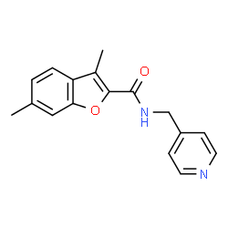 ChemSpider 2D Image | 3,6-Dimethyl-N-(4-pyridinylmethyl)-1-benzofuran-2-carboxamide | C17H16N2O2