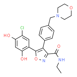 ChemSpider 2D Image | 5-(5-chloro-2,4-dihydroxyphenyl)-N-ethyl-4-[4-(morpholin-4-ylmethyl)phenyl]isoxazole-3-carboxamide | C23H24ClN3O5