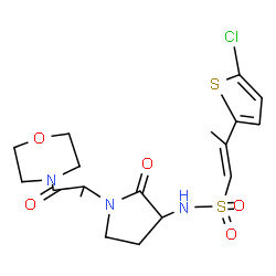 ChemSpider 2D Image | (1E)-2-(5-Chloro-2-thienyl)-N-{1-[1-(4-morpholinyl)-1-oxo-2-propanyl]-2-oxo-3-pyrrolidinyl}-1-propene-1-sulfonamide | C18H24ClN3O5S2