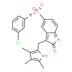 ChemSpider 2D Image | N-(3-Chlorophenyl)-N-methyl-2-oxo-3-[(3,4,5-trimethyl-1H-pyrrol-2-yl)methyl]-2H-indole-5-sulfonamide | C23H22ClN3O3S