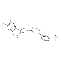 ChemSpider 2D Image | 1-{6-[3-(Methylsulfonyl)phenyl]-4-pyrimidinyl}-4-(2,4,5-trifluorophenyl)-3-pyrrolidinamine | C21H19F3N4O2S