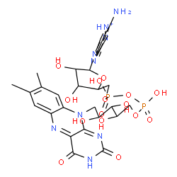 ChemSpider 2D Image | [5-(6-aminopurin-7-ium-9-yl)-3,4-dihydroxy-tetrahydrofuran-2-yl]methyl [[5-(7,8-dimethyl-2,4-dioxo-benzo[g]pteridin-10-yl)-2,3,4-trihydroxy-pentoxy]-hydroxy-phosphoryl] hydrogen phosphate | C27H34N9O15P2