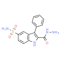 ChemSpider 2D Image | 2-(Hydrazinocarbonyl)-3-phenyl-1H-indole-5-sulfonamide | C15H14N4O3S