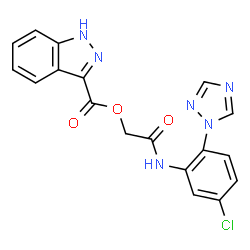 ChemSpider 2D Image | 2-{[5-Chloro-2-(1H-1,2,4-triazol-1-yl)phenyl]amino}-2-oxoethyl 1H-indazole-3-carboxylate | C18H13ClN6O3