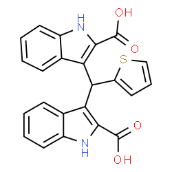 ChemSpider 2D Image | 3,3'-(2-Thienylmethylene)bis(1H-indole-2-carboxylic acid) | C23H16N2O4S