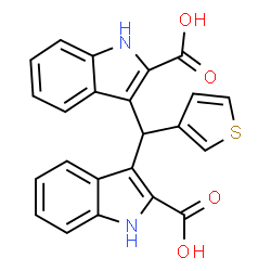 ChemSpider 2D Image | 3,3'-(3-Thienylmethylene)bis(1H-indole-2-carboxylic acid) | C23H16N2O4S