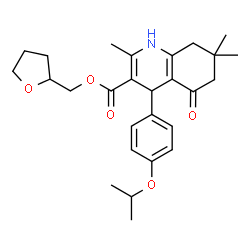 ChemSpider 2D Image | Tetrahydro-2-furanylmethyl 4-(4-isopropoxyphenyl)-2,7,7-trimethyl-5-oxo-1,4,5,6,7,8-hexahydro-3-quinolinecarboxylate | C27H35NO5