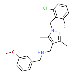 ChemSpider 2D Image | 1-[1-(2,6-Dichlorobenzyl)-3,5-dimethyl-1H-pyrazol-4-yl]-N-(3-methoxybenzyl)methanamine | C21H23Cl2N3O